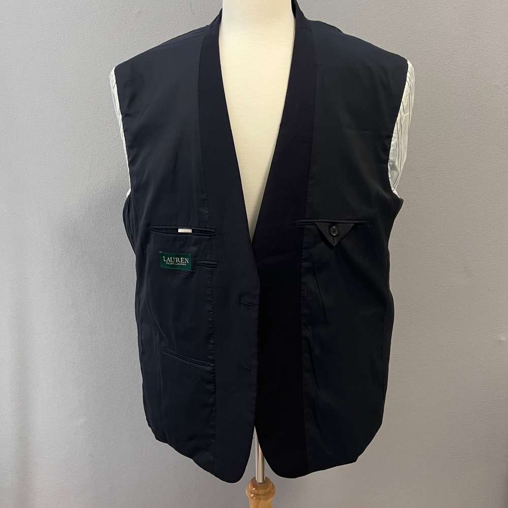 Lauren Ralph Lauren Blazer Mens 48R Navy Blue Gold Button Wool Suit Jacket - Picture 10 of 16